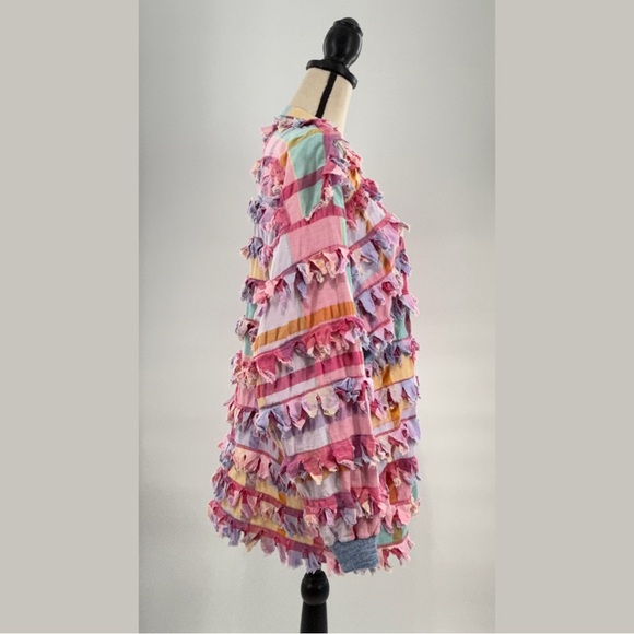 Vintage Paula Sweet Muslin Mink Patchwork Fringe Cardigan Jacket – Size Small - Picture 8 of 12